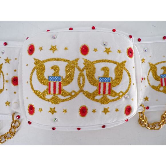 Dance Costume Elvis Small Adult White Jumpsuit Jazz Tap Rhinestones Elvis - Picture 6 of 10